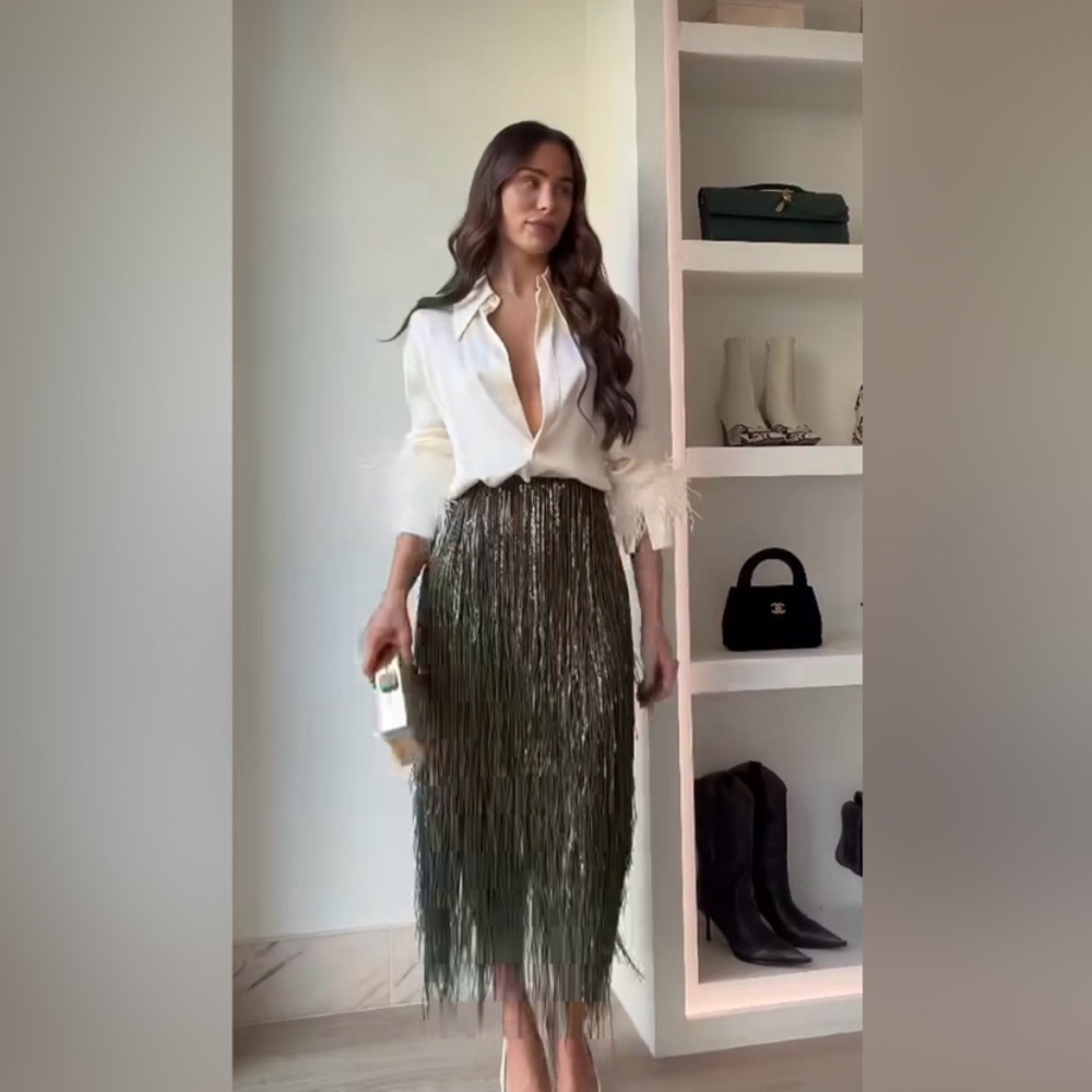 Zara LIMITED EDITION FRINGED SEQUIN ZW COLLECTION SKIRT - Picture 3 of 14